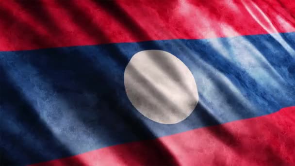 Laos Bandiera Nazionale Grunge Animazione Alta Qualità Sventolando Bandiera Animazione — Video Stock