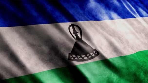 Лесото Национальный Флаг Гранж Анимации Высокое Качество Размахивания Флагом Анимации — стоковое видео