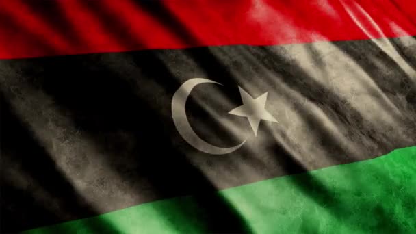 利比亚国家国旗卷曲动画 高品质的波浪旗帜无缝线动画 延长所需的时间 — 图库视频影像