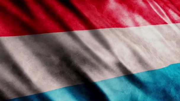 Animación Grunge Bandera Nacional Luxemburgo Animación Bandera Ondeante Alta Calidad — Vídeo de stock