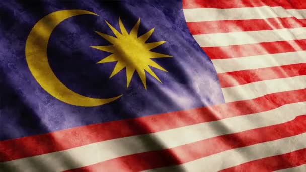 Animación Grunge Bandera Nacional Malasia Animación Bandera Ondeante Alta Calidad — Vídeos de Stock