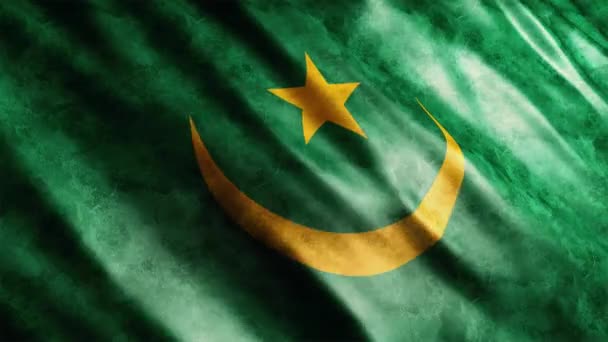 Мавритания Гранж Анимации Флага Высокое Качество Размахивания Флагом Анимации Бесшовной — стоковое видео