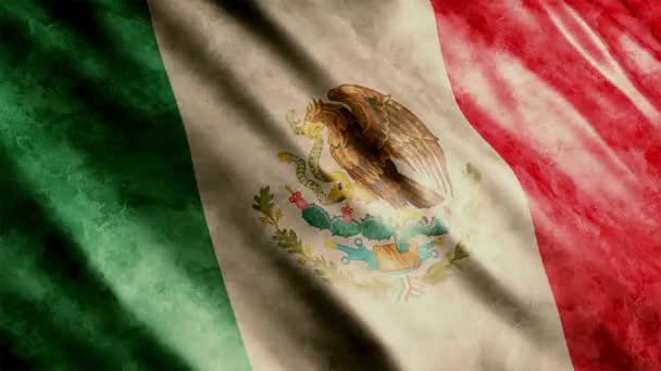 墨西哥国旗卷曲动画 高品质的摇曳国旗动画 无缝圈 延长所需的时间 — 图库视频影像