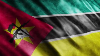 Mozambik Ulusal Bayrak Grunge Animasyonu, Yüksek Kalite Dalgalanan Bayrak Animasyonu Kusursuz Döngü ile Gerekli Süreyi Uzatın