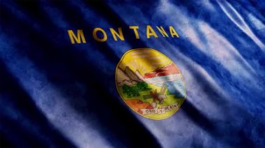 Montana Eyaleti Bayrağı (USA) Grunge Animasyonu, Yüksek Kalite Dalgalanan Bayrak Animasyonu