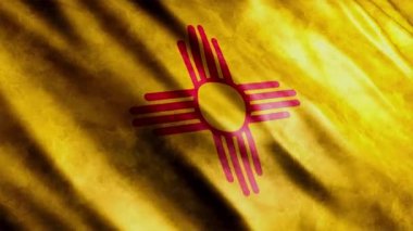 New Mexico State Flag (USA) Grunge Animasyon, Yüksek Kalite Dalgalanan Bayrak Animasyonu, Kusursuz Döngü ile Gerekli Süreyi Uzatın