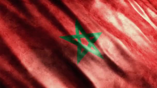 摩洛哥国旗卷曲动画 高质量的无缝线波浪旗帜动画 按要求延长期限 — 图库视频影像