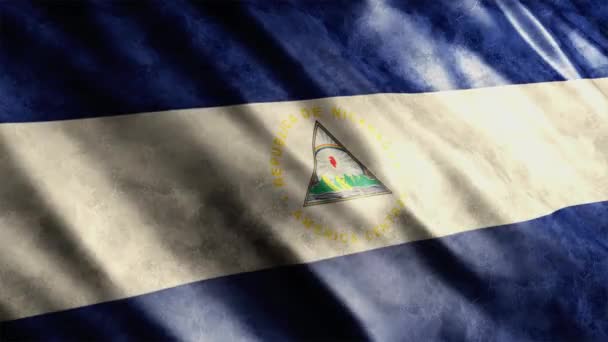 Nicaragua Bandiera Nazionale Grunge Animation Alta Qualità Sventolando Bandiera Animazione — Video Stock
