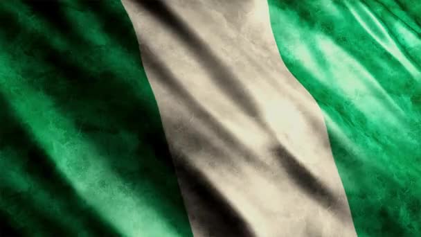 ナイジェリアの国旗のグラウンジのアニメーション シームレスなループが付いている良質の波の旗のアニメーションは 必要に応じて持続時間を拡張します — ストック動画