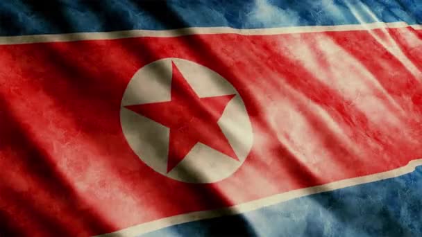 朝鲜国旗卷曲动画 高质量的无缝线摇旗动画 按要求延长期限 — 图库视频影像
