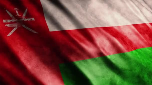 Animación Grunge Bandera Nacional Omán Animación Bandera Ondeante Alta Calidad — Vídeos de Stock