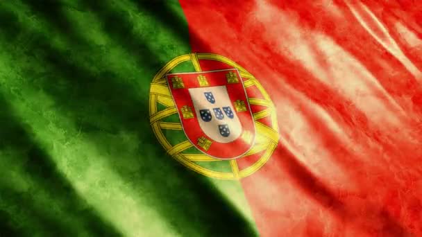 葡萄牙国旗卷曲动画 高品质波纹管彩旗动画 延长所需时间 — 图库视频影像