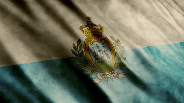 Animación Grunge Bandera Nacional San Marino Animación Bandera Ondeante Alta — Vídeo de stock