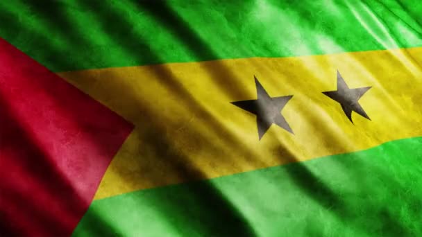 Sao Tome Principe National Flag Grunge Animation Animación Bandera Ondeante — Vídeo de stock