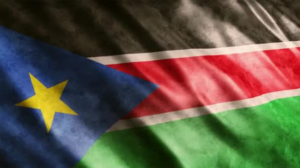 南苏丹国家国旗卷曲动画 高质量的无缝带摆动旗帜动画 按要求延长持续时间 — 图库视频影像