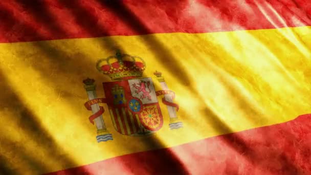 Animación Grunge Bandera Nacional España Animación Bandera Ondeante Alta Calidad — Vídeo de stock