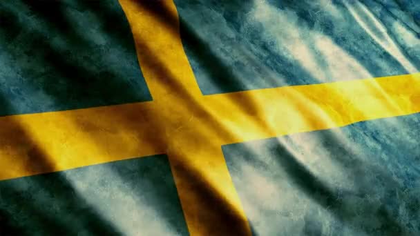 Sweden National Flag Grunge Animation Hög Kvalitet Viftande Flagga Animation — Stockvideo