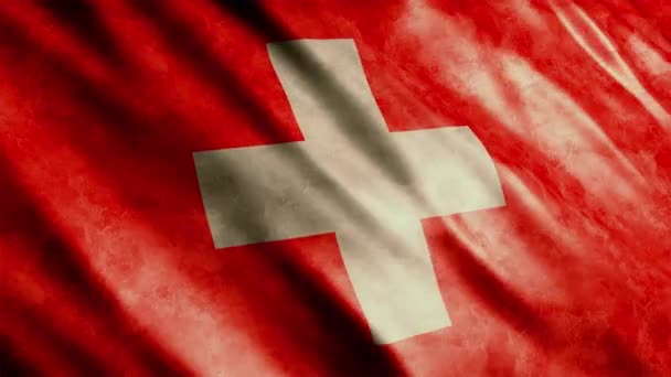 Suiza National Flag Grunge Animation Animación Bandera Ondeante Alta Calidad — Vídeos de Stock