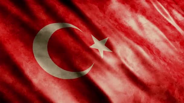 Animación Grunge Bandera Nacional Turquía Animación Bandera Ondeante Alta Calidad — Vídeos de Stock