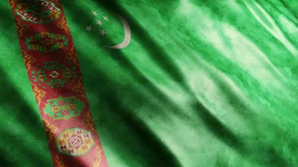 Turkmenistan National Flag Grunge Animation High Quality Waving Flag Animation — Stock Video
