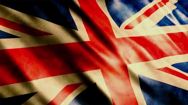 イギリスの国旗のグラウンジのアニメーション シームレスなループが付いている良質の波の旗のアニメーションは 必要に応じて持続時間を拡張します — ストック動画