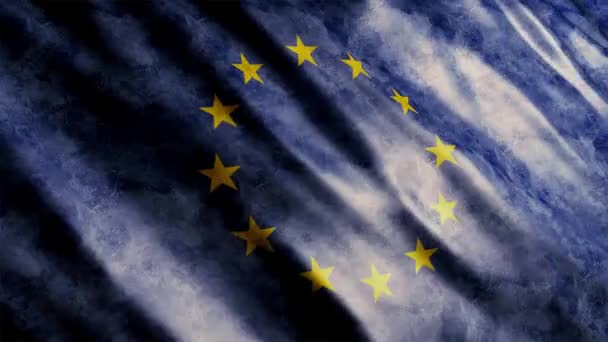 Гранж Анимация Флагом Европейского Союза Анимация Высоким Качеством Размахивания Флагом — стоковое видео