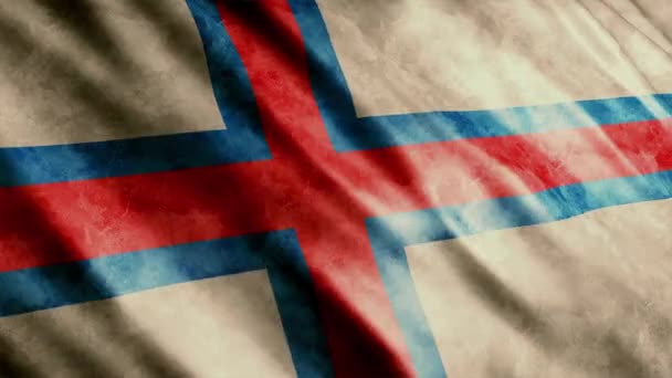 Färöarna National Flag Grunge Animation Hög Kvalitet Viftande Flagga Animation — Stockvideo