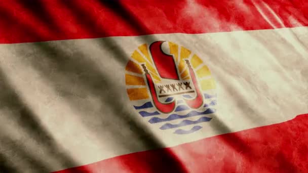 Animación Grunge Bandera Nacional Polinesia Francesa Animación Bandera Ondeante Alta — Vídeo de stock