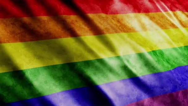 Gay Pride Rainbow Flag Grunge Animation Animación Bandera Ondeante Alta — Vídeo de stock
