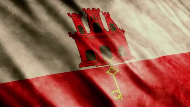 Gibilterra Bandiera Nazionale Grunge Animation Alta Qualità Sventolando Bandiera Animazione — Video Stock