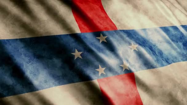 Niederländische Antillen National Flag Grunge Animation High Quality Waving Flag — Stockvideo