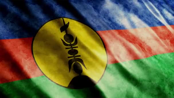 Nuova Caledonia National Flag Grunge Animation Animazione Con Bandiera Sventolante — Video Stock