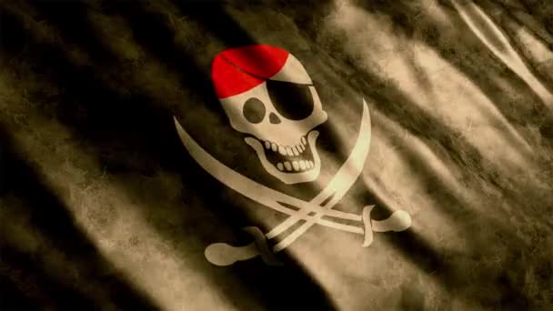 海賊旗のグラウンジアニメーション シームレスなループで高品質のウィービングフラッグアニメーションは 必要に応じて期間を延長します — ストック動画