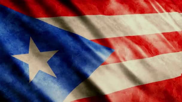Puerto Rico National Flag Grunge Animation High Quality Waving Flag — Stock Video