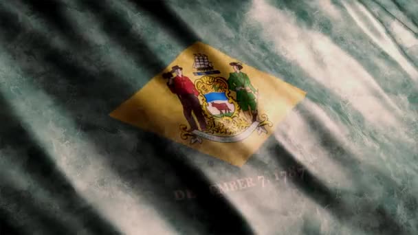 Delaware State Flag Usa Grunge Animation High Quality Waving Flag — Stockvideo