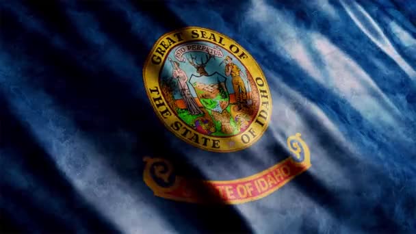 爱达荷州国旗 卷曲动画 高品质的波浪旗帜动画与无缝回路 延长所需的时间 — 图库视频影像