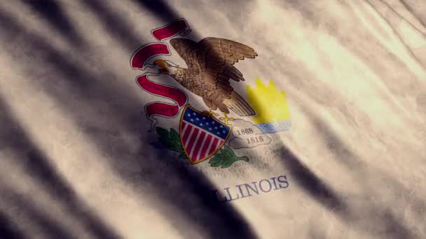 Illinois State Flag Usa Grunge Animation High Quality Waving Flag — Stockvideo