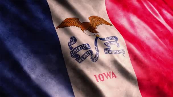 Iowa State Flag Usa Grunge Animation High Quality Waving Flag — Stockvideo