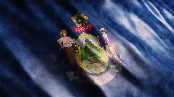 Maine State Flag Usa Grunge Animation High Quality Waving Flag — Stock video