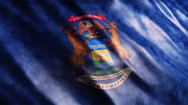 Michigan State Flag Usa Grunge Animation High Quality Waving Flag — Stok Video