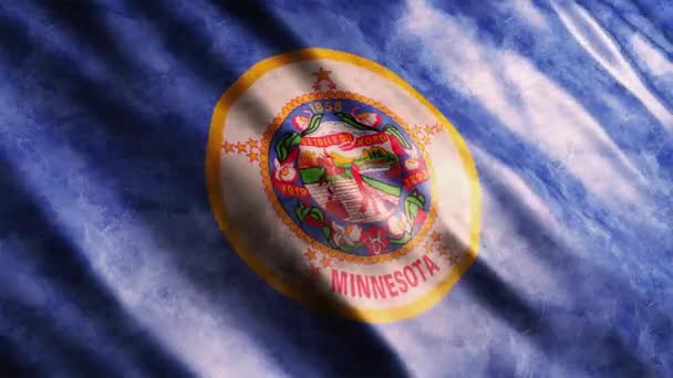 Minnesota State Flag Usa Grunge Animation High Quality Waving Flag — Stockvideo