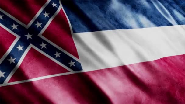 Mississippi State Flag Usa Grunge Animation Animación Bandera Ondeante Alta — Vídeos de Stock