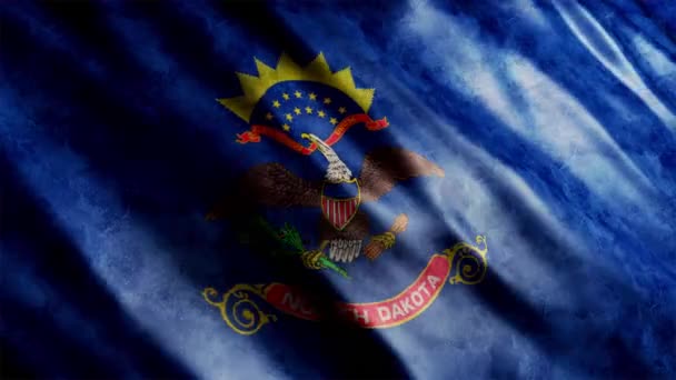 North Dakota State Flag Usa Grunge Animation High Quality Waving — Stock Video