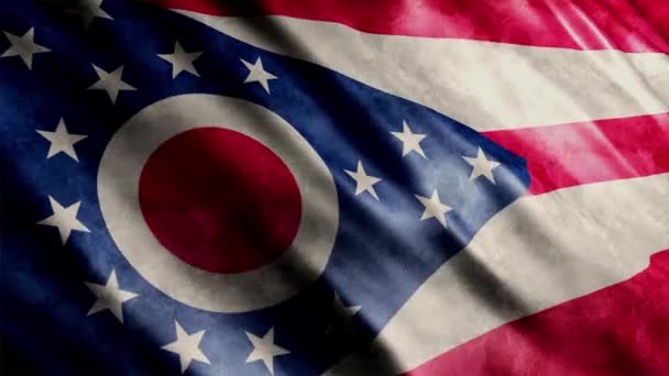 Ohio State Flag Usa Grunge Animation High Quality Waving Flag — Stockvideo