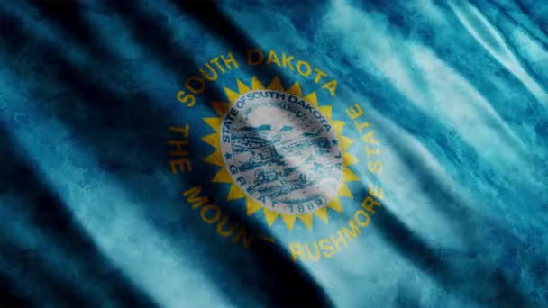 South Dakota State Flag Usa Grunge Animatie Hoge Kwaliteit Golvende — Stockvideo