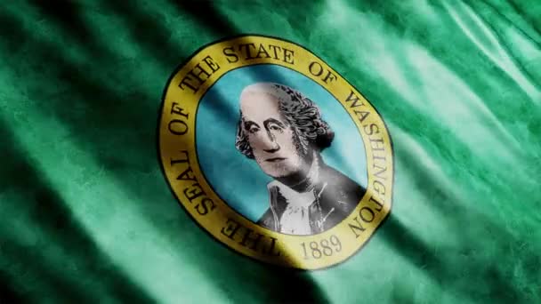 Washington State Flag Usa Grunge Animation High Quality Waving Flag — Stock video