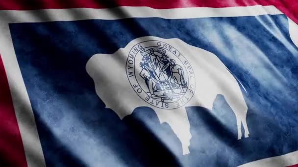Wyoming State Flag Usa Grunge Animation High Quality Waving Flag — Stok Video