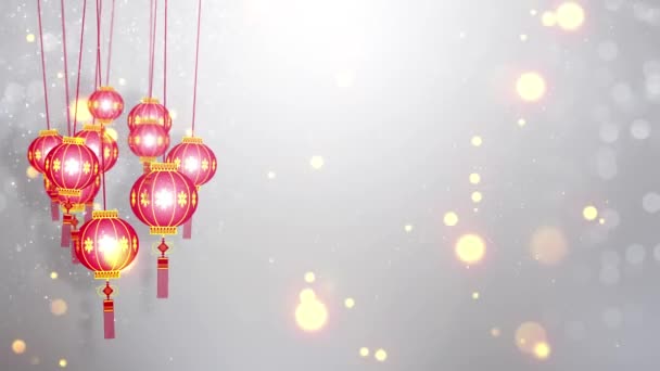 Lanterna Cinese Luci Sfondo Animazione Con Loop Senza Soluzione Continuità — Video Stock
