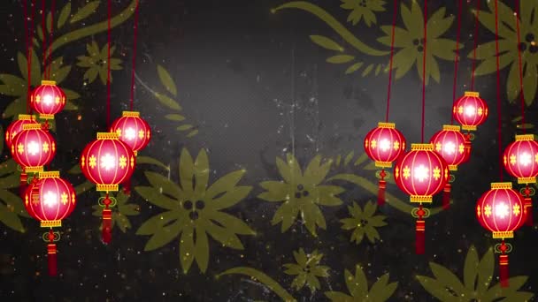 中国のランタン ライト シームレスなループとの背景アニメーション — ストック動画