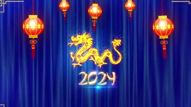 Tahun Baru Cina 2024 Animasi Latar Belakang — Stok Video